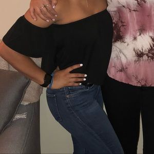 Black off the shoulder crop top